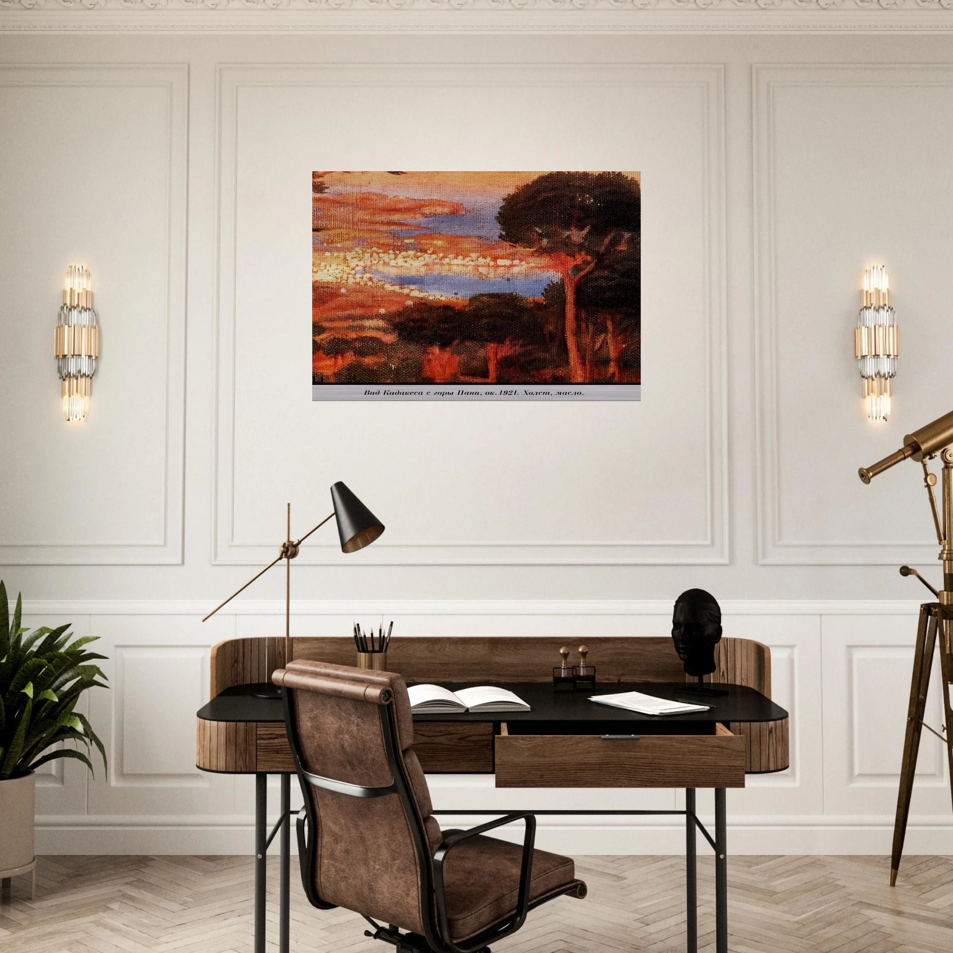 VIEW OF CADAQU%C3%A9S FROM MOUNT PANI - Salvador Dali Brushed Aluminum Print - 70x100 cm / 28x40 inches | Salvador Dali Aluminum Print | Salvador Dali Prints
