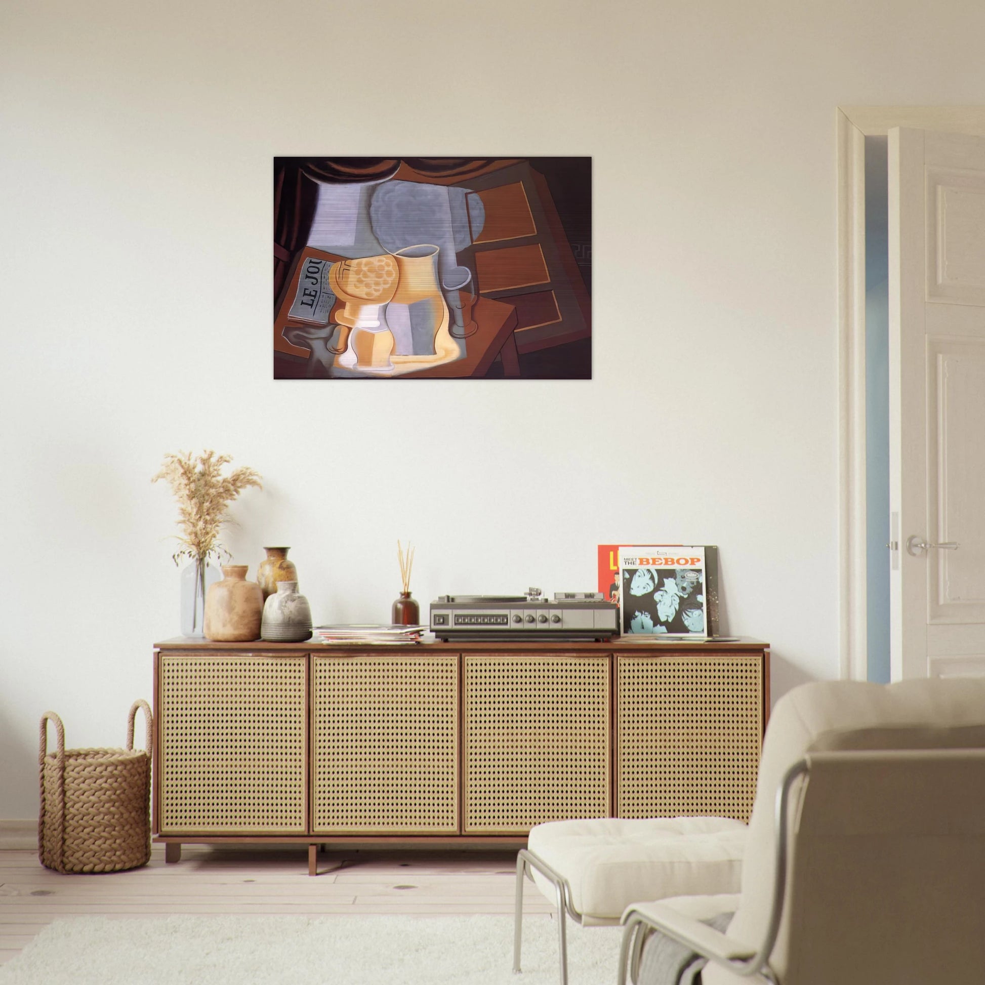 THE TABLE IN FRONT OF THE WINDOW 1921 - Juan Gris Brushed Aluminum Print - 70x100 cm / 28x40 inches | Juan Gris Aluminum Print | Juan Gris Prints