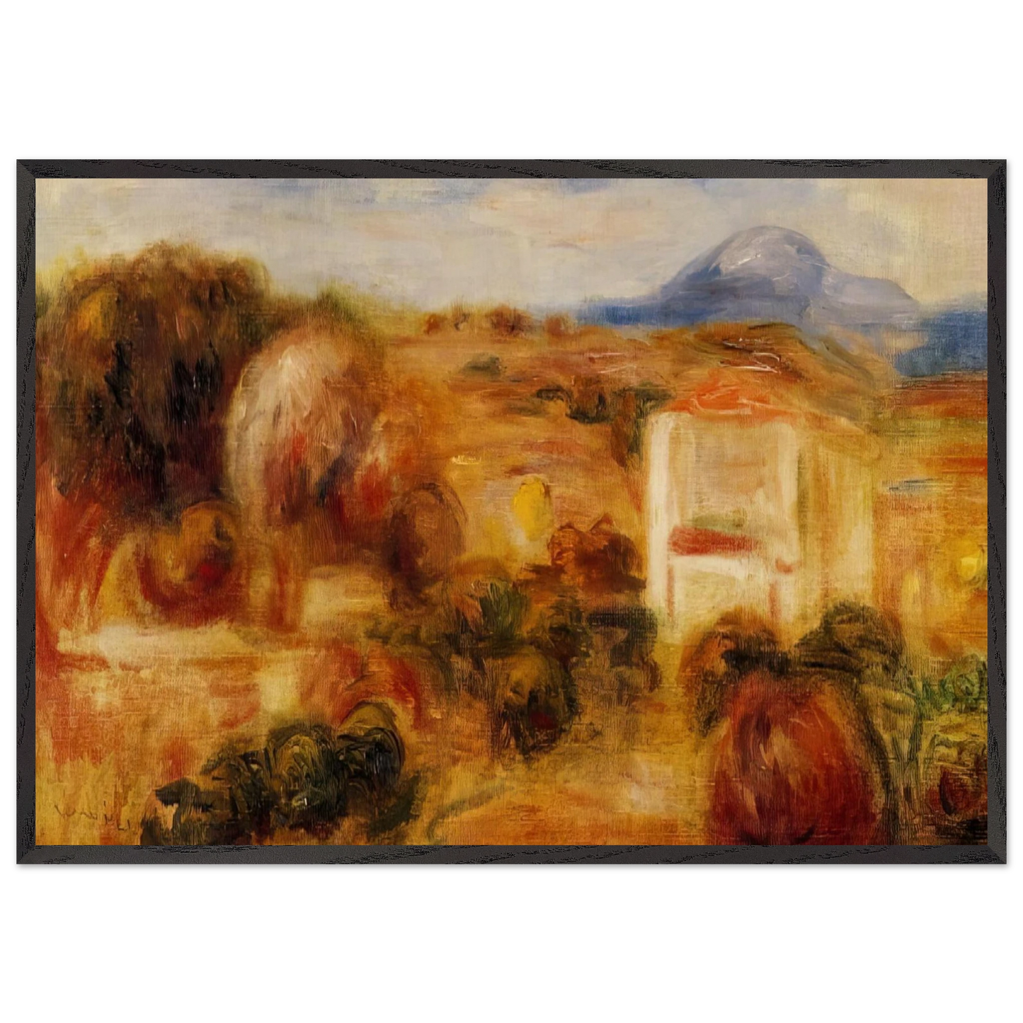 Landscape with White House - Pierre-Auguste Renoir Framed Art Print – Black Wooden Frame - Default Title - -Framed Art Print