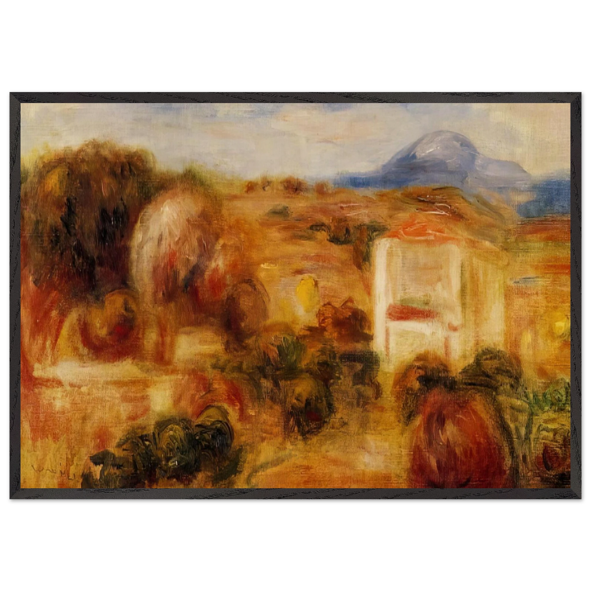 Landscape with White House - Pierre-Auguste Renoir Framed Art Print – Black Wooden Frame - Default Title - -Framed Art Print