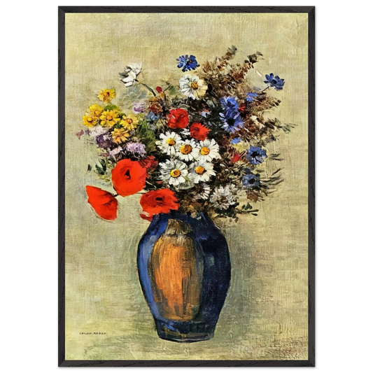 VASE OF FLOWERS 2 - Odilon Redon 70x100 cm / 28x40 inches Framed Art Print – Black Wooden Frame
