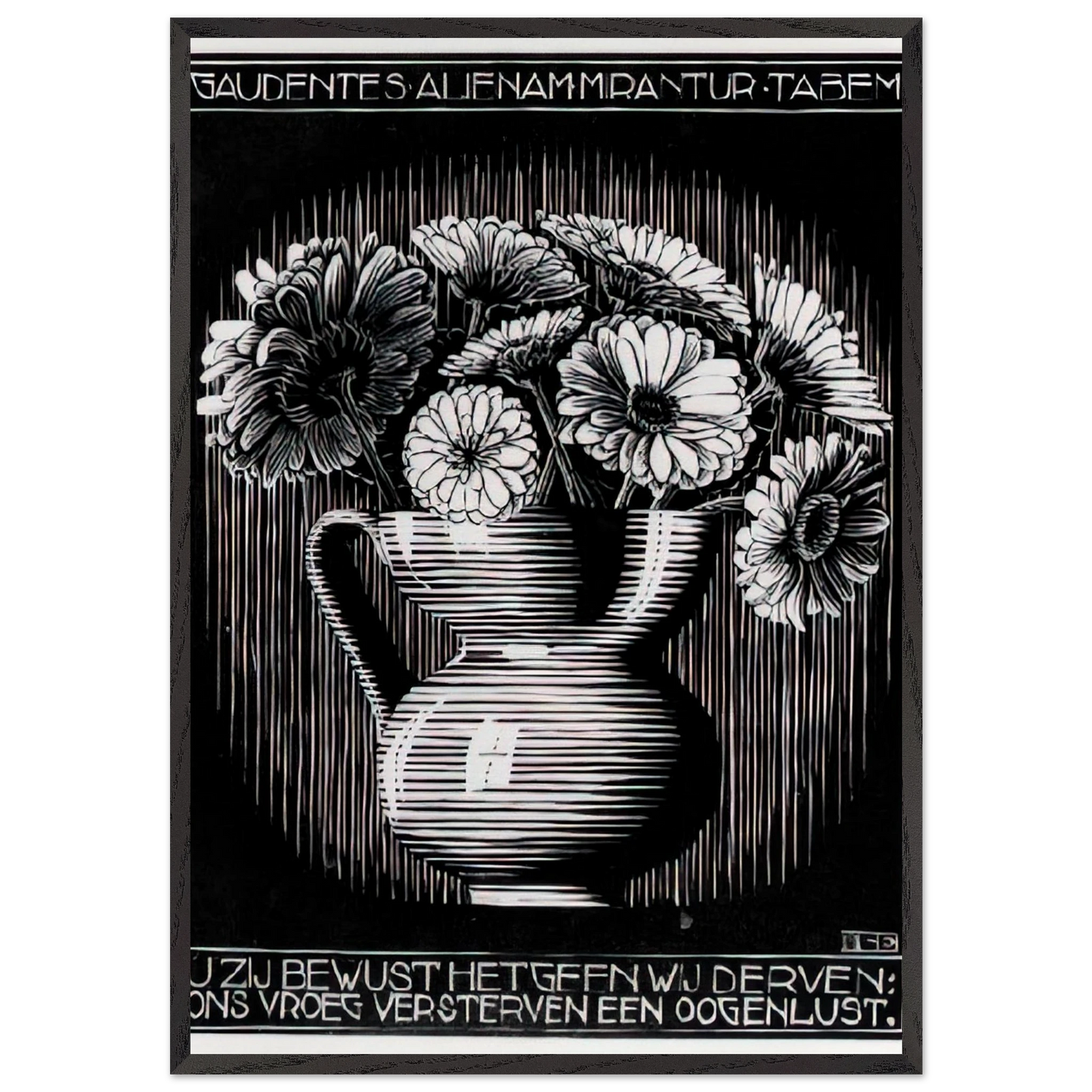 EMBLEMATA VASE - MC Escher Framed Art Print – Black Wooden Frame - Default Title - -Framed Art Print