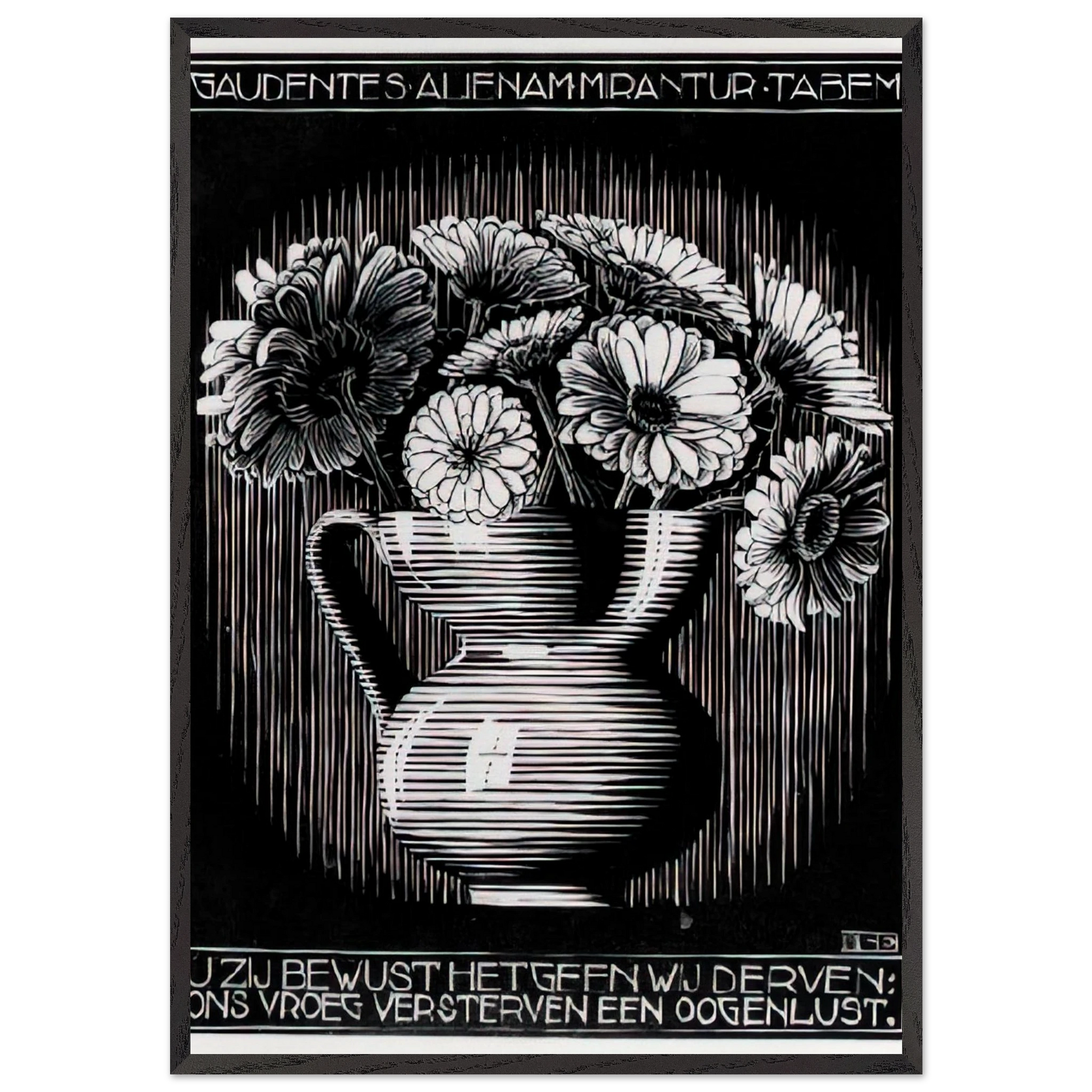 EMBLEMATA VASE - MC Escher Framed Art Print – Black Wooden Frame - Default Title - -Framed Art Print