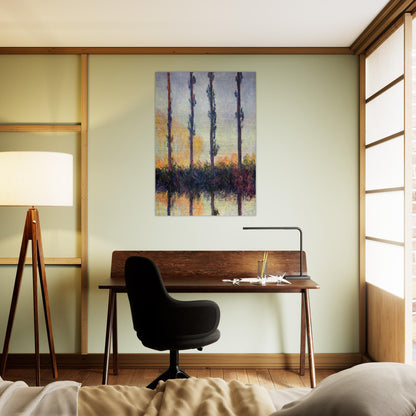 Poplars Four Trees - claude monet Brushed Aluminum Print - 70x100 cm / 28x40 inches | claude monet Aluminum Print | claude monet Prints