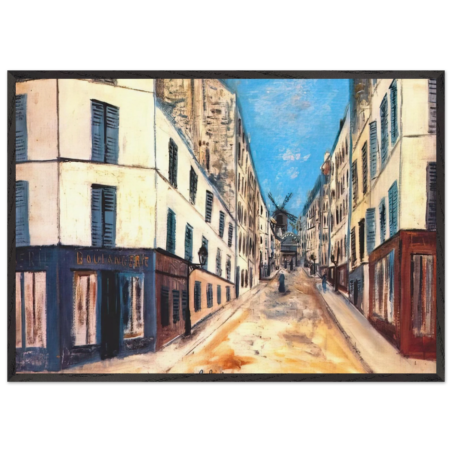 THOLOZE STREET - Maurice Utrillo Framed Art Print – Black Wooden Frame - Default Title - -Framed Art Print