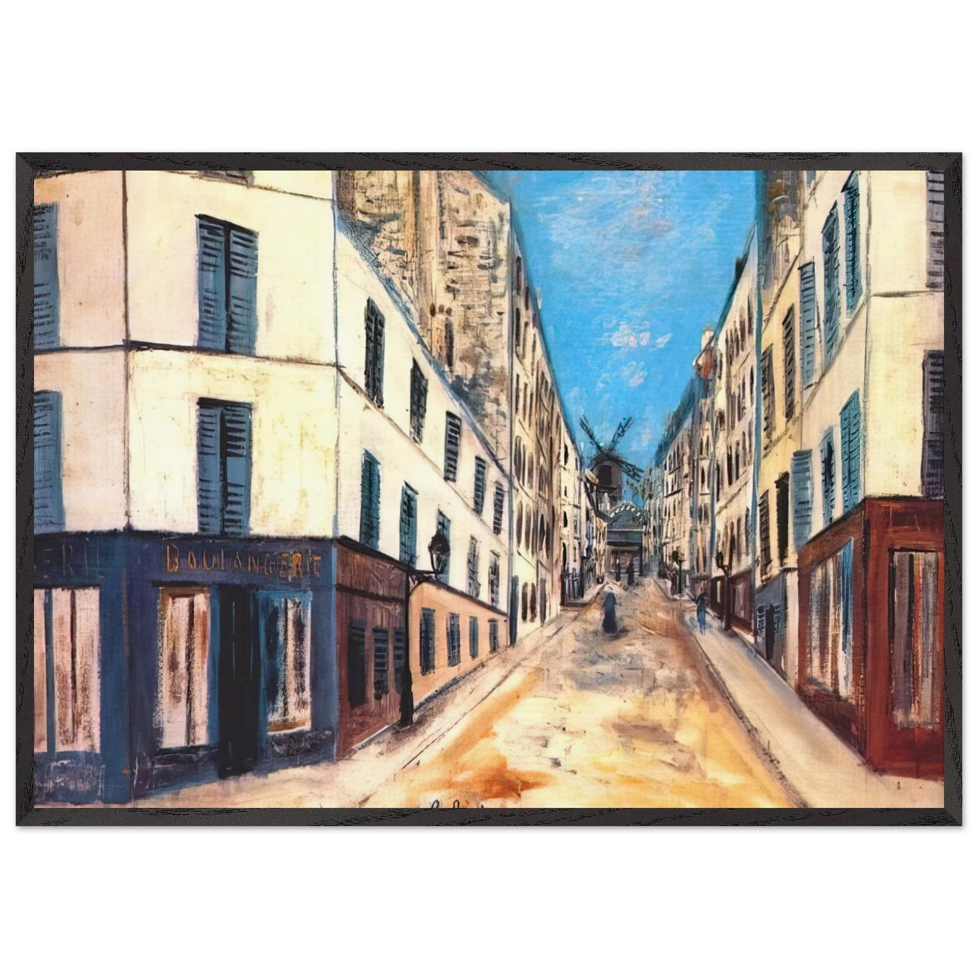 THOLOZE STREET - Maurice Utrillo Framed Art Print – Black Wooden Frame - Default Title - -Framed Art Print