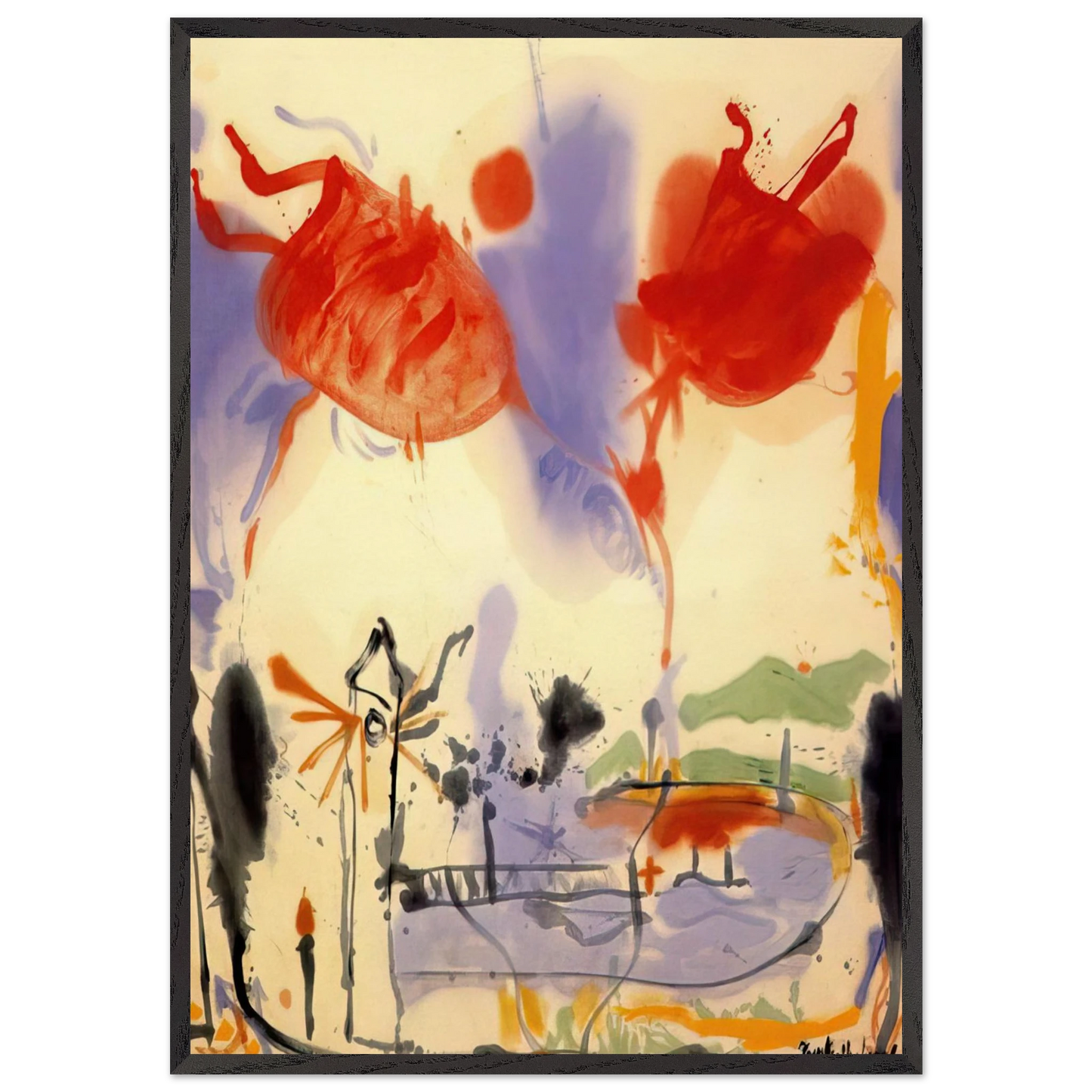 Round Trip - 1957 - Helen Frankenthaler 70x100 cm / 28x40 inches Framed Art Print – Black Wooden Frame