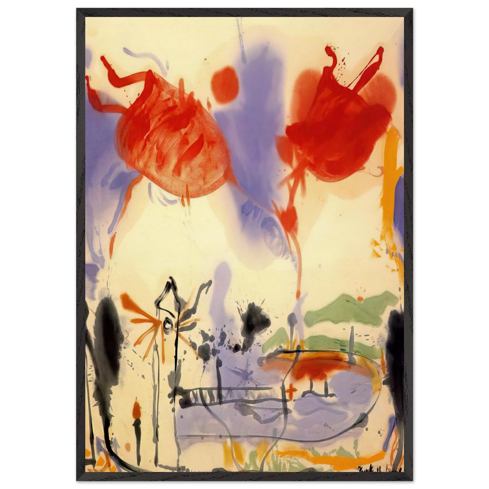 Round Trip - 1957 - Helen Frankenthaler 70x100 cm / 28x40 inches Framed Art Print – Black Wooden Frame