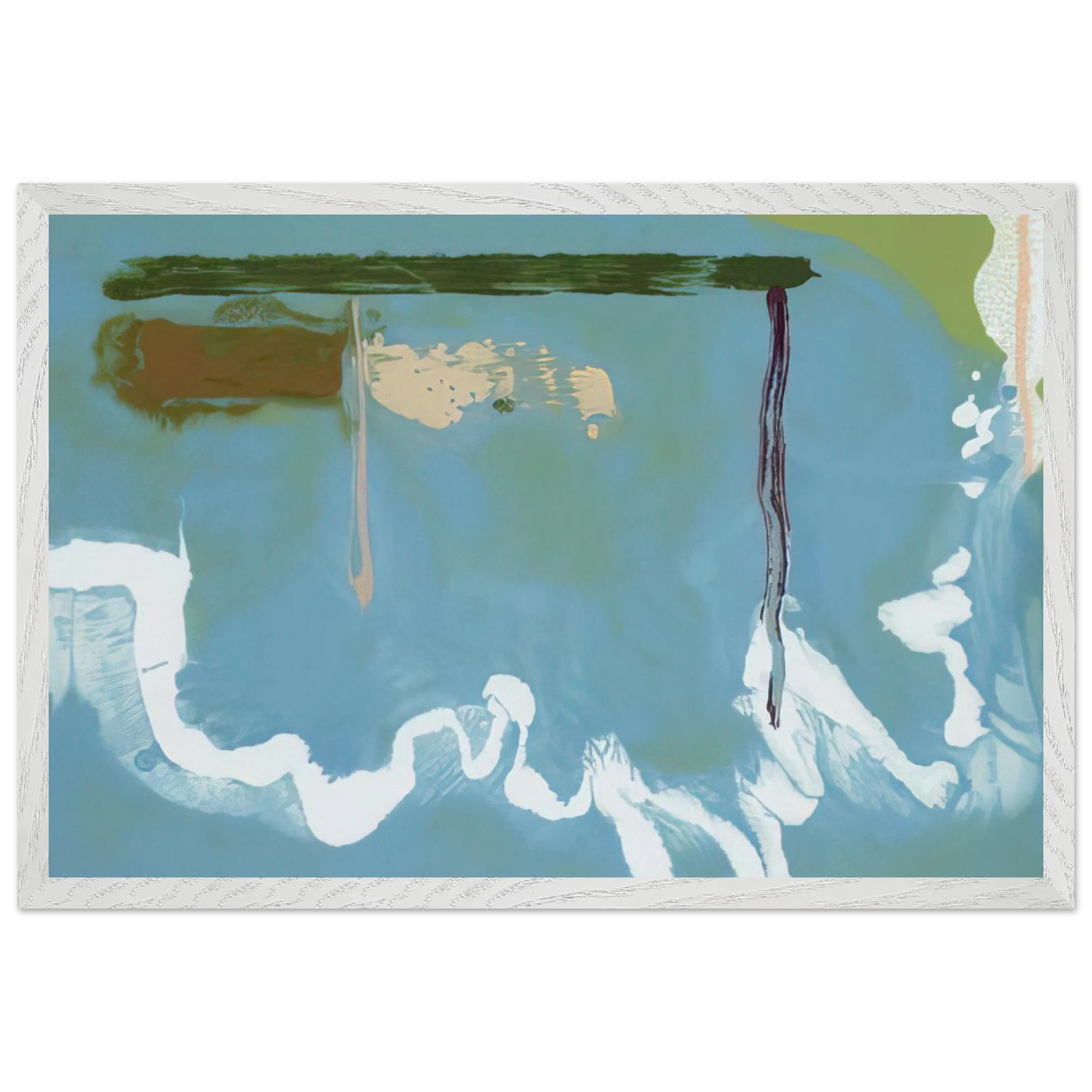 Helen Frankenthaler - Skywriting - 1997 Wall art - 28x43  cm / XL (11x17 inches) - Premium Wooden Framed Poster With Fine Art Paper - Wood frame