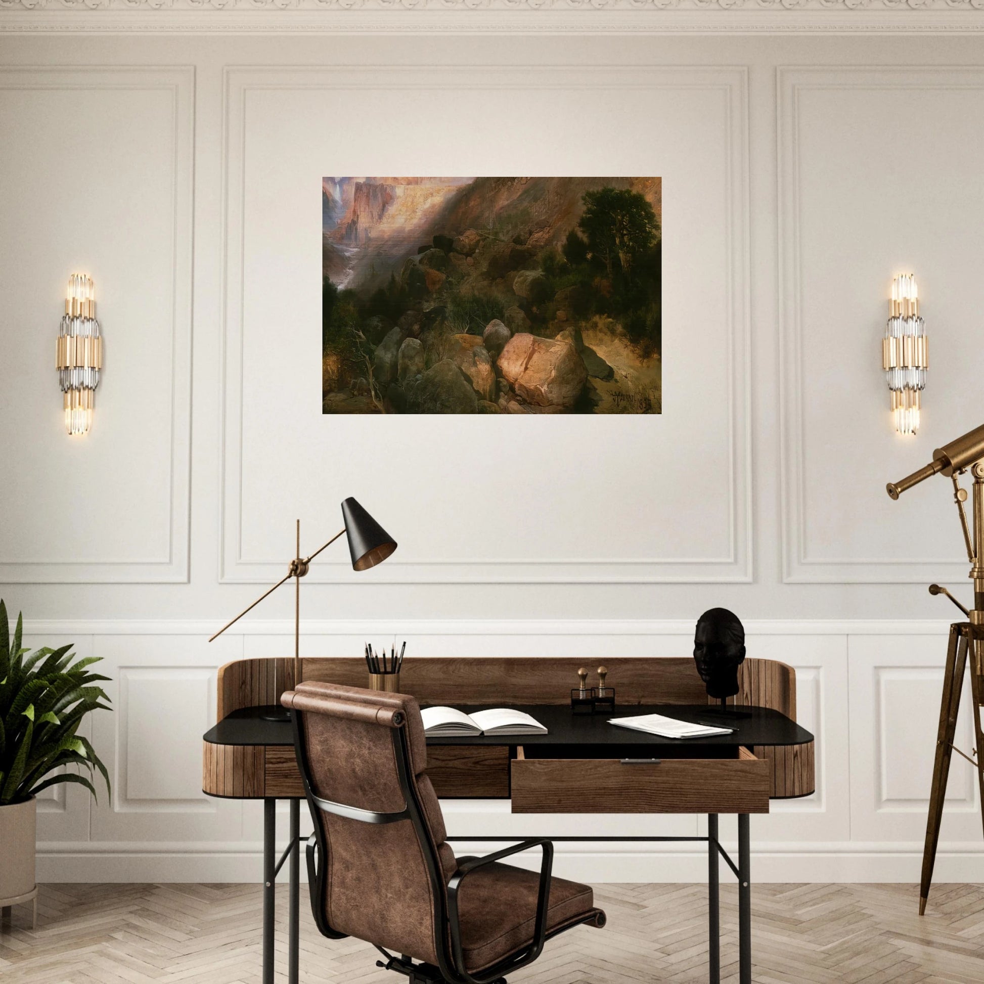 Golden Gate Yellowstone National Park - Thomas Moran Brushed Aluminum Print - 70x100 cm / 28x40 inches | Thomas Moran Aluminum Print | Thomas Moran Prints