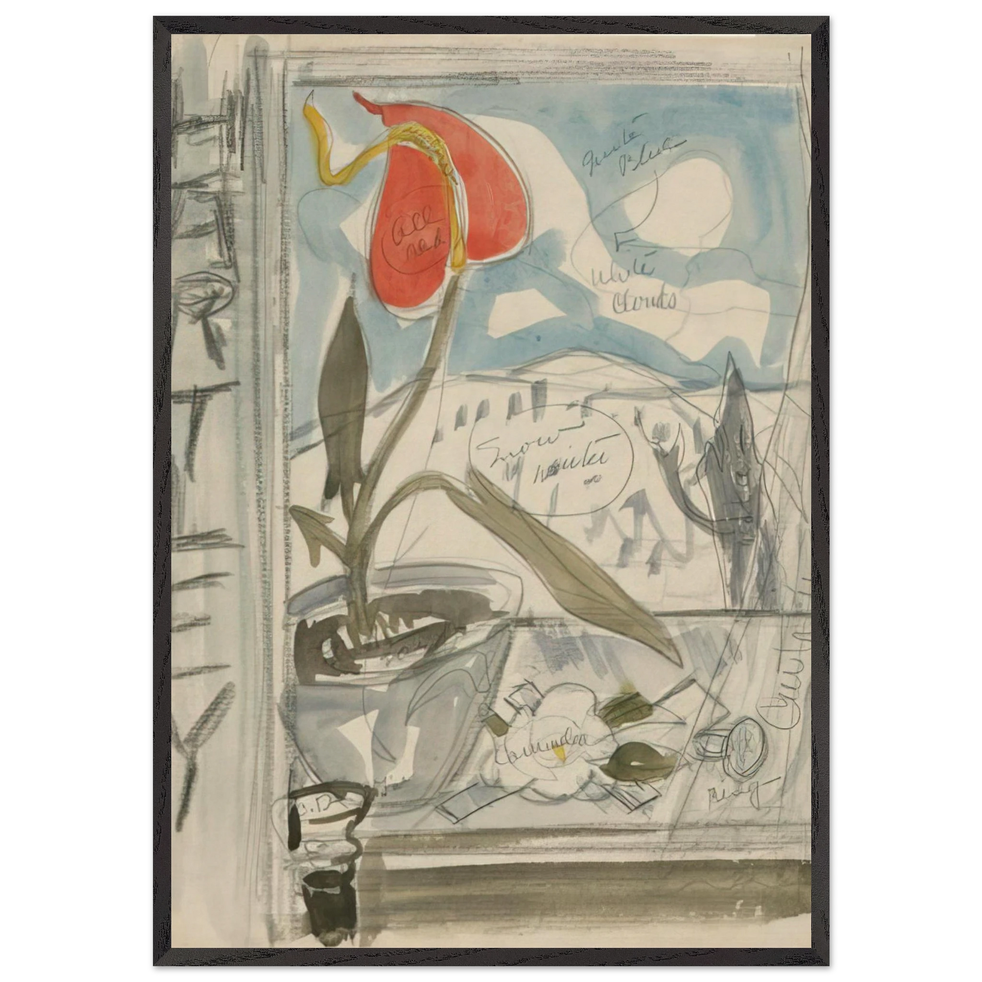 Study for Poster Portrait Marsden Hartley - 1924 - Charles Demuth Framed Art Print – Black Wooden Frame - Default Title - -Framed Art Print