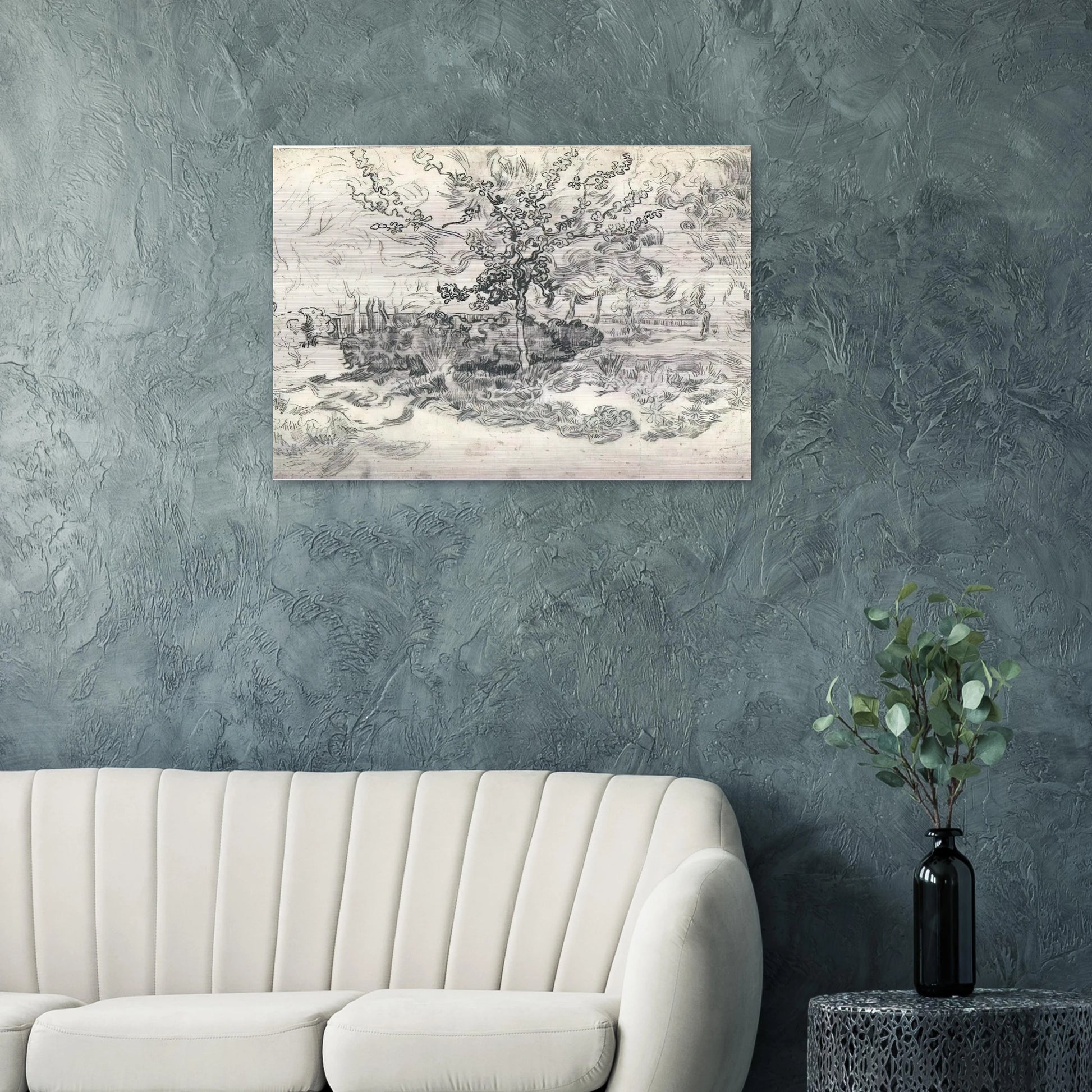 Garden of the Asylum - Vincent van Gogh Brushed Aluminum Print - 70x100 cm / 28x40 inches | Vincent van Gogh Aluminum Print | Vincent van Gogh Prints