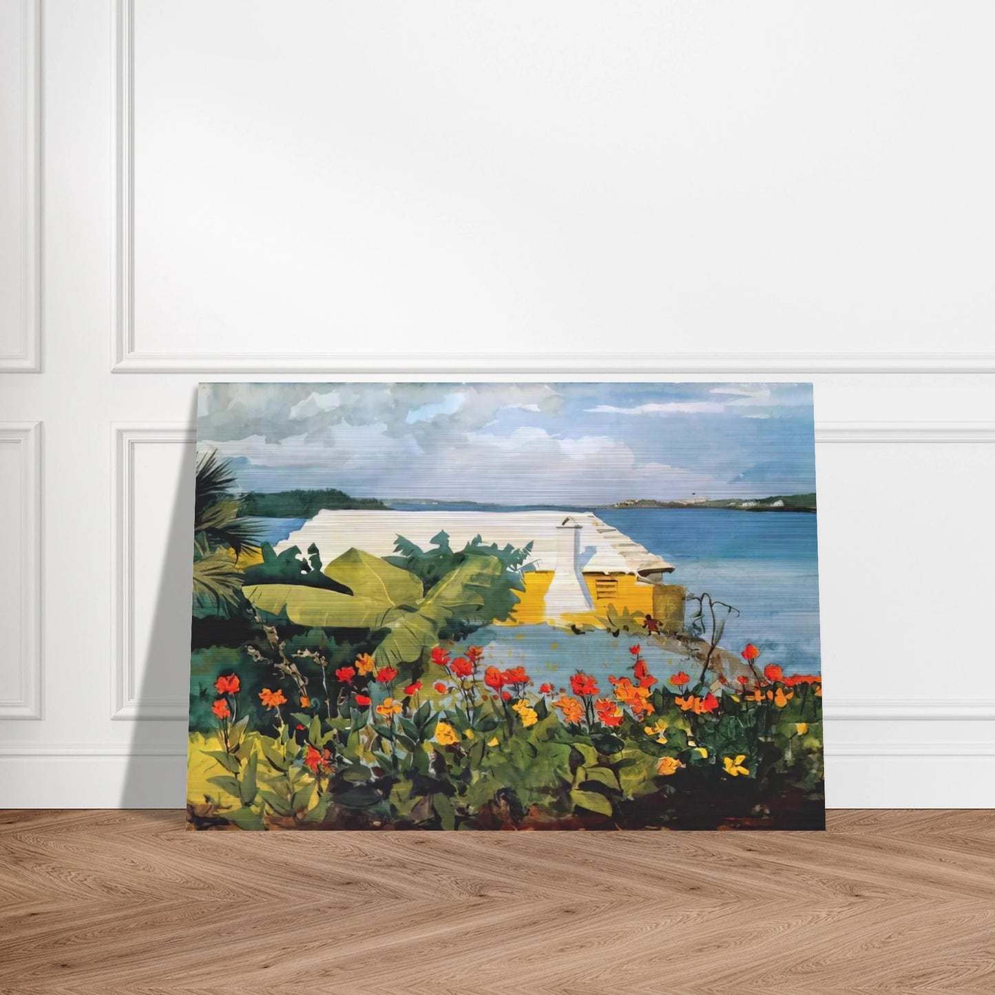 FLOWER GARDEN AND BUNGALOW BERMUDA - Winslow Homer Brushed Aluminum Print - 70x100 cm / 28x40 inches | Winslow Homer Aluminum Print | Winslow Homer Prints