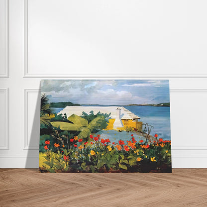 FLOWER GARDEN AND BUNGALOW BERMUDA - Winslow Homer Brushed Aluminum Print - 70x100 cm / 28x40 inches | Winslow Homer Aluminum Print | Winslow Homer Prints