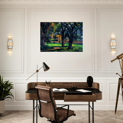 Chestnut Tree and Farm - Paul Cézanne Brushed Aluminum Print - 70x100 cm / 28x40 inches | Paul Cézanne Aluminum Print | Paul Cézanne Prints