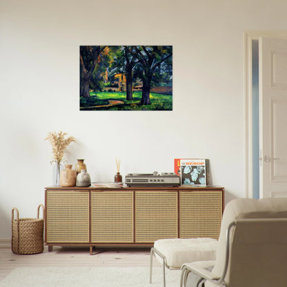 Chestnut Tree and Farm - Paul Cézanne Brushed Aluminum Print - 70x100 cm / 28x40 inches | Paul Cézanne Aluminum Print | Paul Cézanne Prints