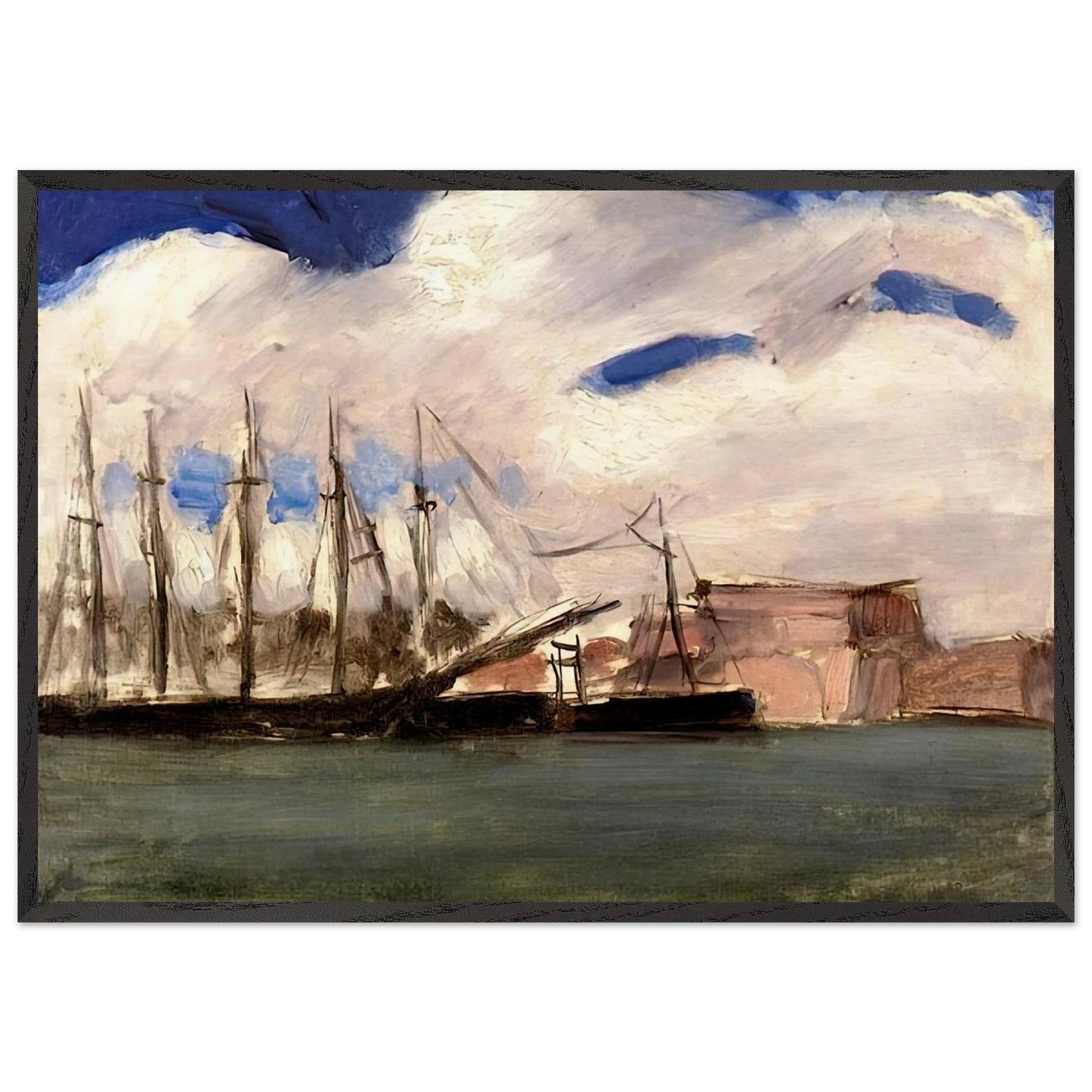 WHITE CLOUDS THE OLD PORT OF MARSEILLE 1918 - Henri Matisse Framed Art Print – Black Wooden Frame - Default Title - -Framed Art Print