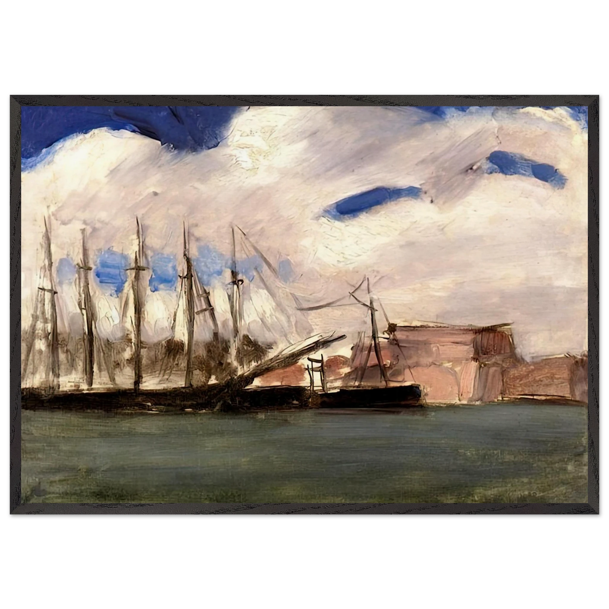 WHITE CLOUDS THE OLD PORT OF MARSEILLE 1918 - Henri Matisse Framed Art Print – Black Wooden Frame - Default Title - -Framed Art Print