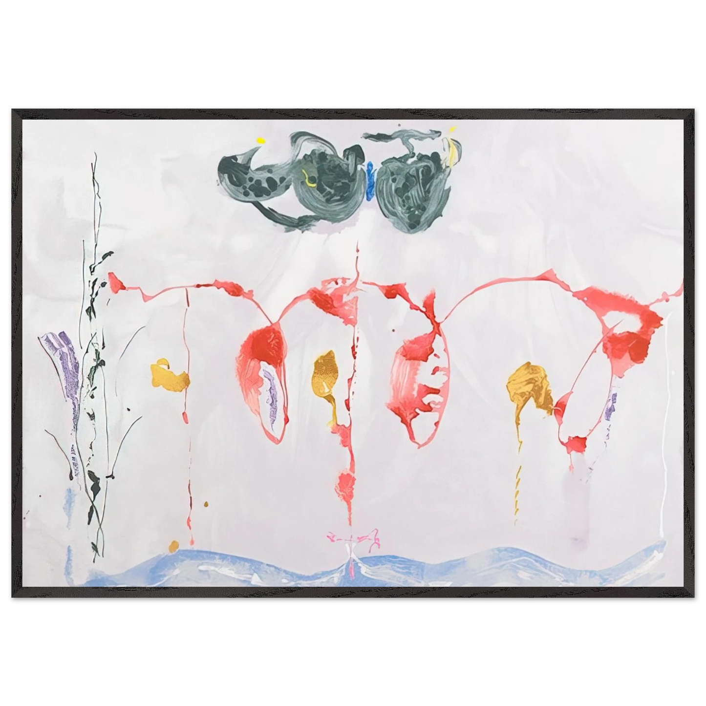 Helen Frankenthaler - Aerie - 2009 Wall art - 45x60 cm / 18x24 inches - Premium Wooden Framed Poster With Fine Art Paper - White frame