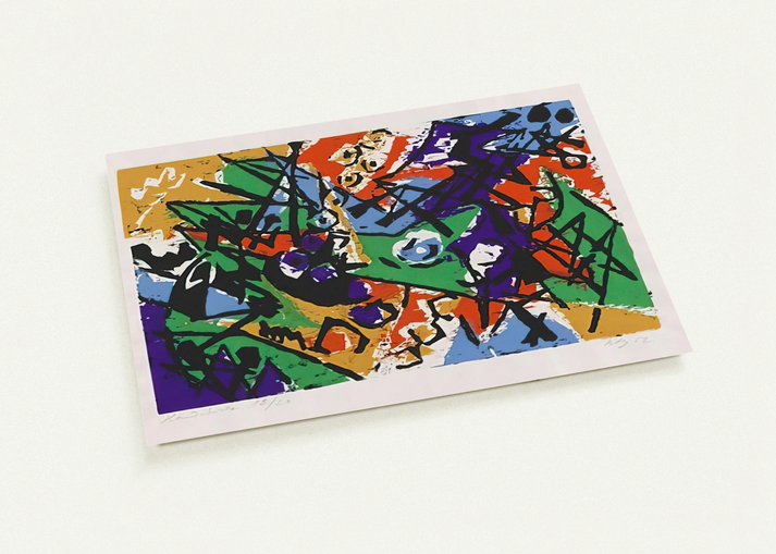 Farbholzschnitt 1952-2 - 1952 By Ernst Wilhelm Nay Pack of 10 Post Cards | Ernst Wilhelm Nay Post Cards | A6 (10.5 x 14.8 cm) - 4.1 x 5.8 inches