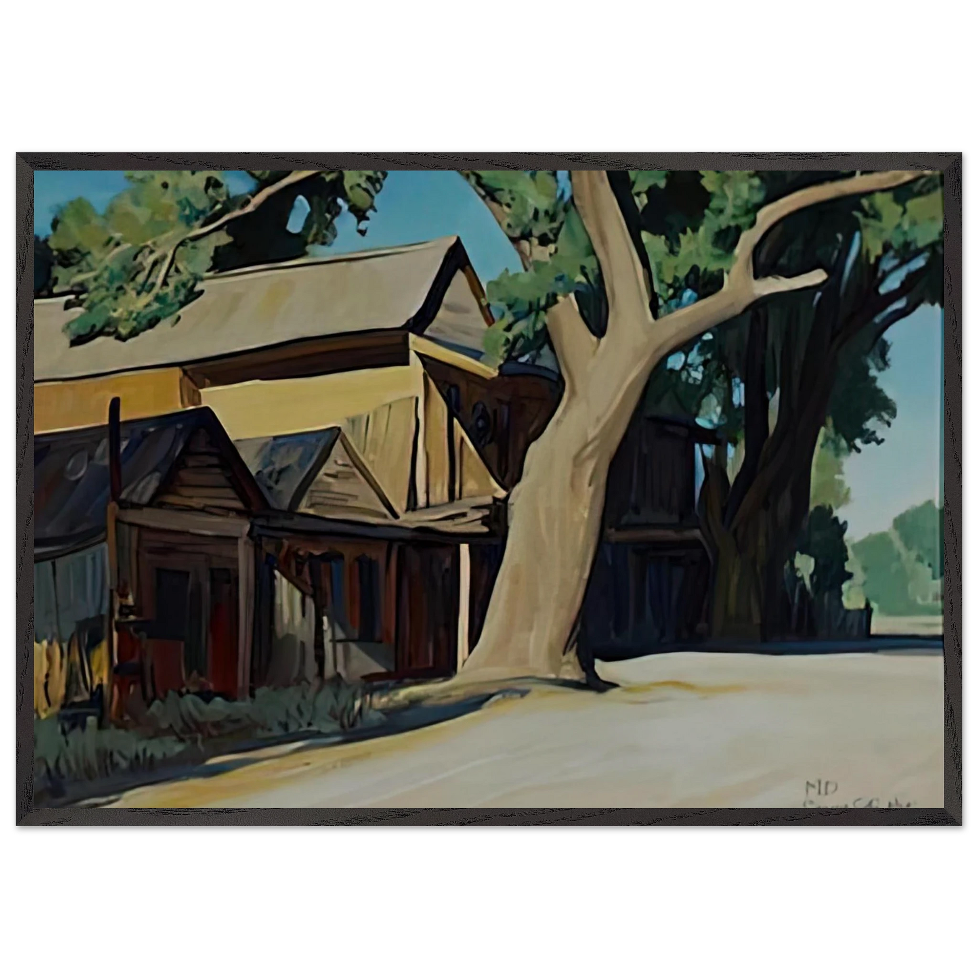 OLD CHINATOWN CARSON CITY NEVADA 1937 - Maynard Dixon Framed Art Print – Black Wooden Frame - Default Title - -Framed Art Print