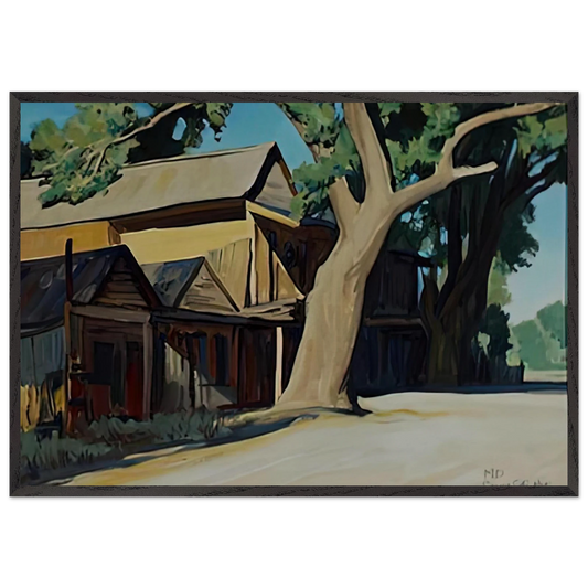 OLD CHINATOWN CARSON CITY NEVADA 1937 - Maynard Dixon Framed Art Print – Black Wooden Frame - Default Title - -Framed Art Print