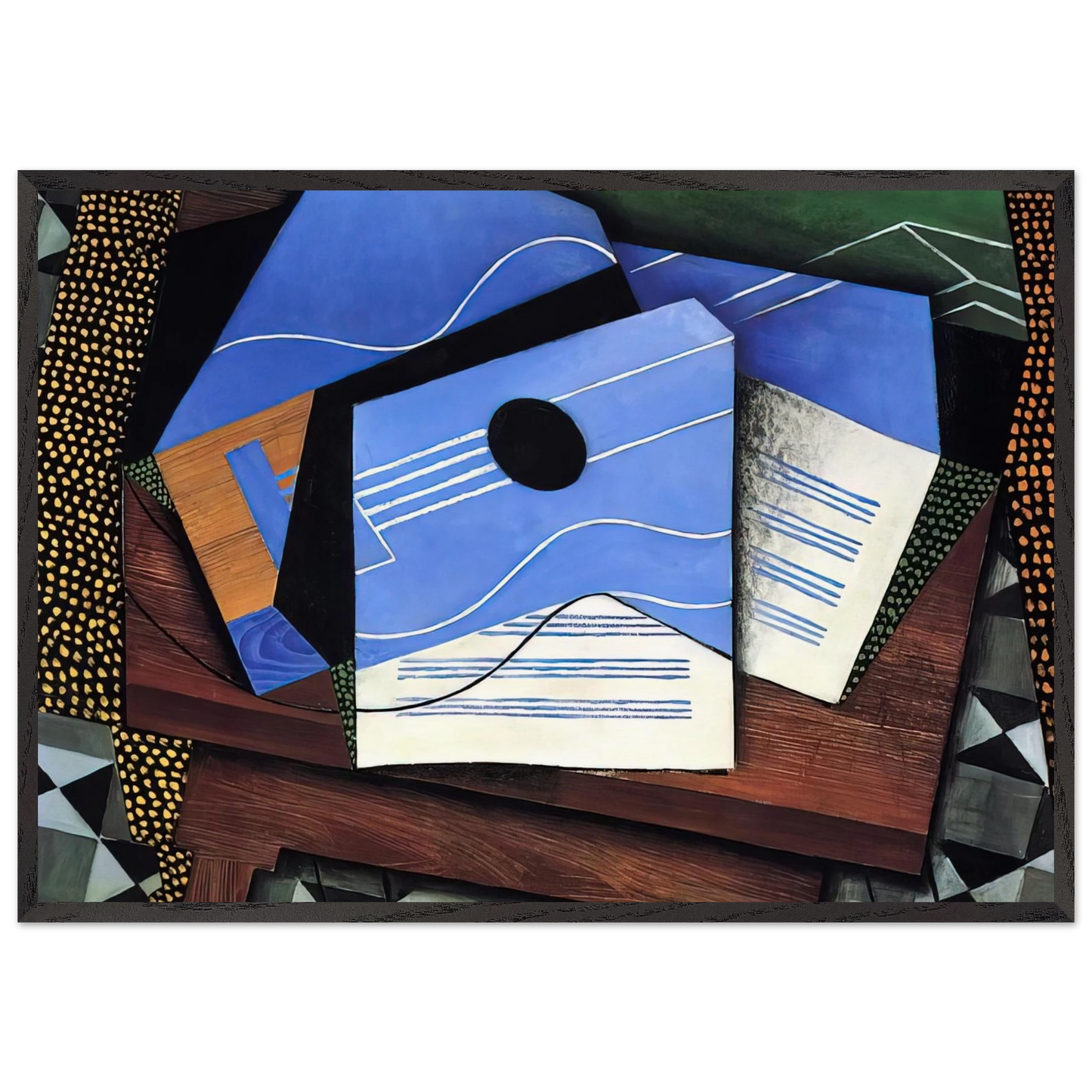 GUITAR ON A TABLE 1915 - Juan Gris Framed Art Print – Black Wooden Frame - Default Title - -Framed Art Print