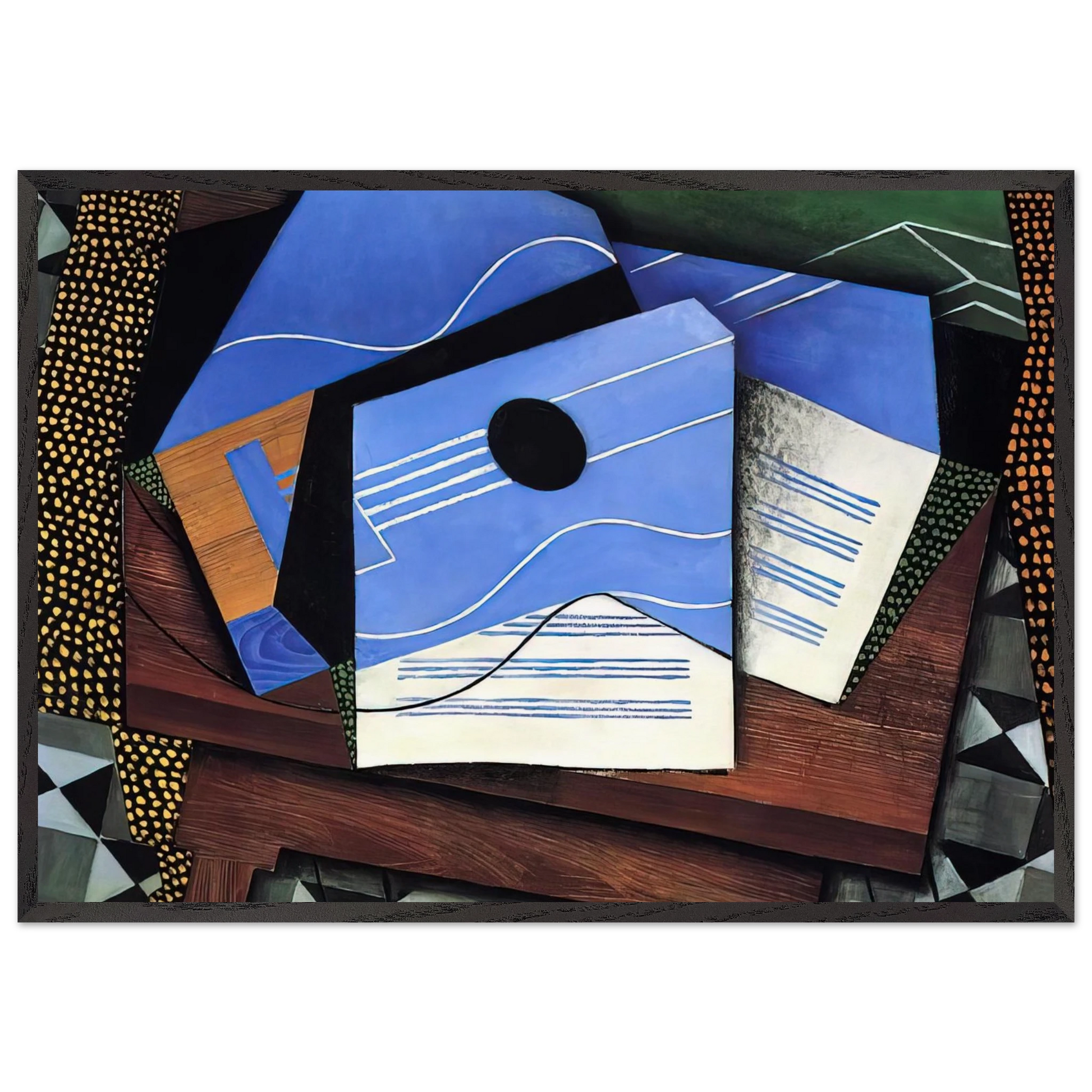 GUITAR ON A TABLE 1915 - Juan Gris Framed Art Print – Black Wooden Frame - Default Title - -Framed Art Print