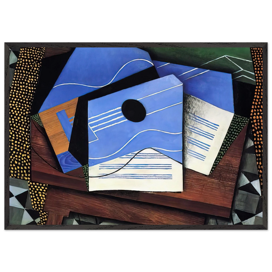 GUITAR ON A TABLE 1915 - Juan Gris Framed Art Print – Black Wooden Frame - Default Title - -Framed Art Print