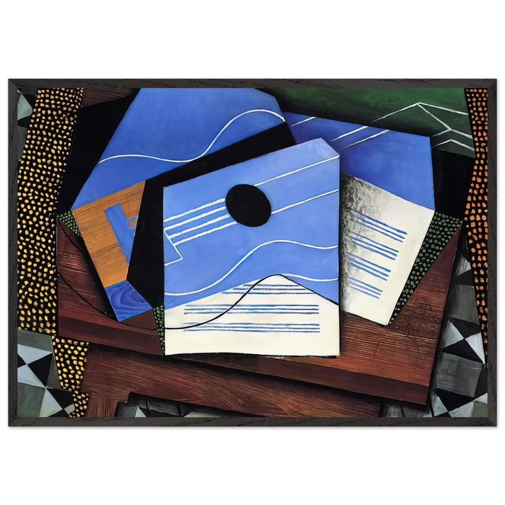 GUITAR ON A TABLE 1915 - Juan Gris 70x100 cm / 28x40 inches Framed Art Print – Black Wooden Frame