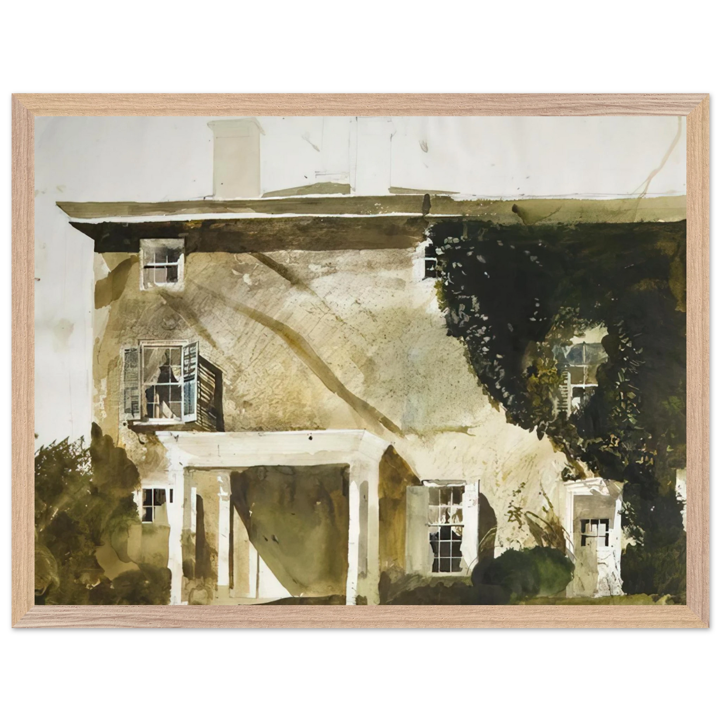 Andrew Wyeth - THE HATTON HOUSE 1967 Wall Art - 60x80 cm / 24x32 inches - Premium Wooden Framed Poster With Fine Art Paper - Wood frame