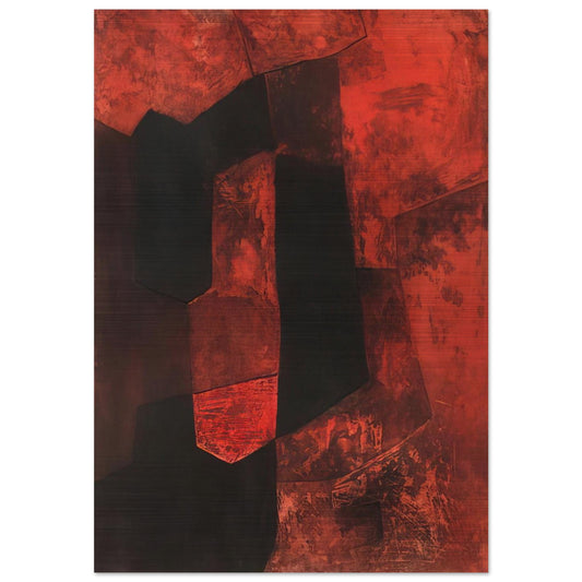 Composition brune et rouge - 1964 - Serge Poliakoff Brushed Aluminum Print - 70x100 cm / 28x40 inches | Serge Poliakoff Aluminum Print | Serge Poliakoff Prints