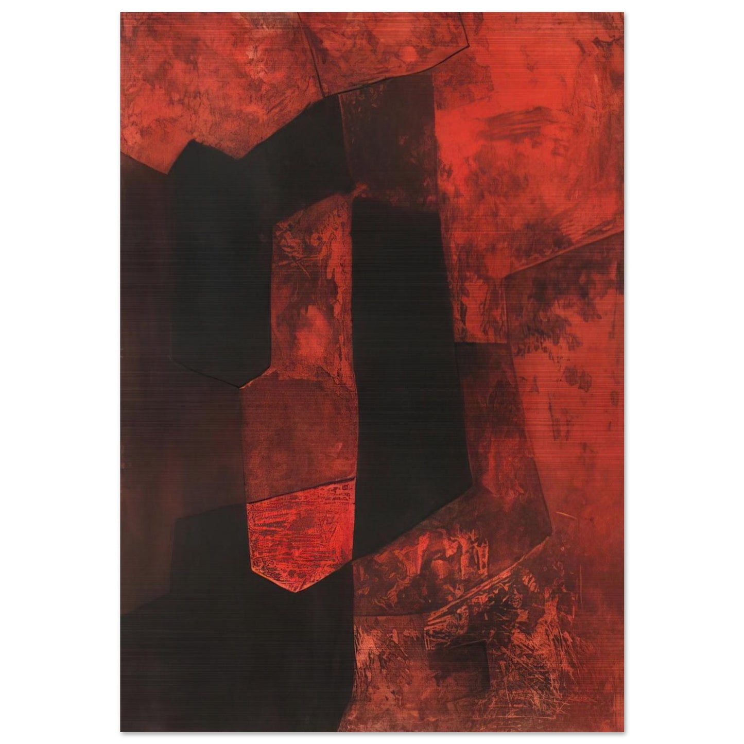 Composition brune et rouge - 1964 - Serge Poliakoff Brushed Aluminum Print - 70x100 cm / 28x40 inches | Serge Poliakoff Aluminum Print | Serge Poliakoff Prints