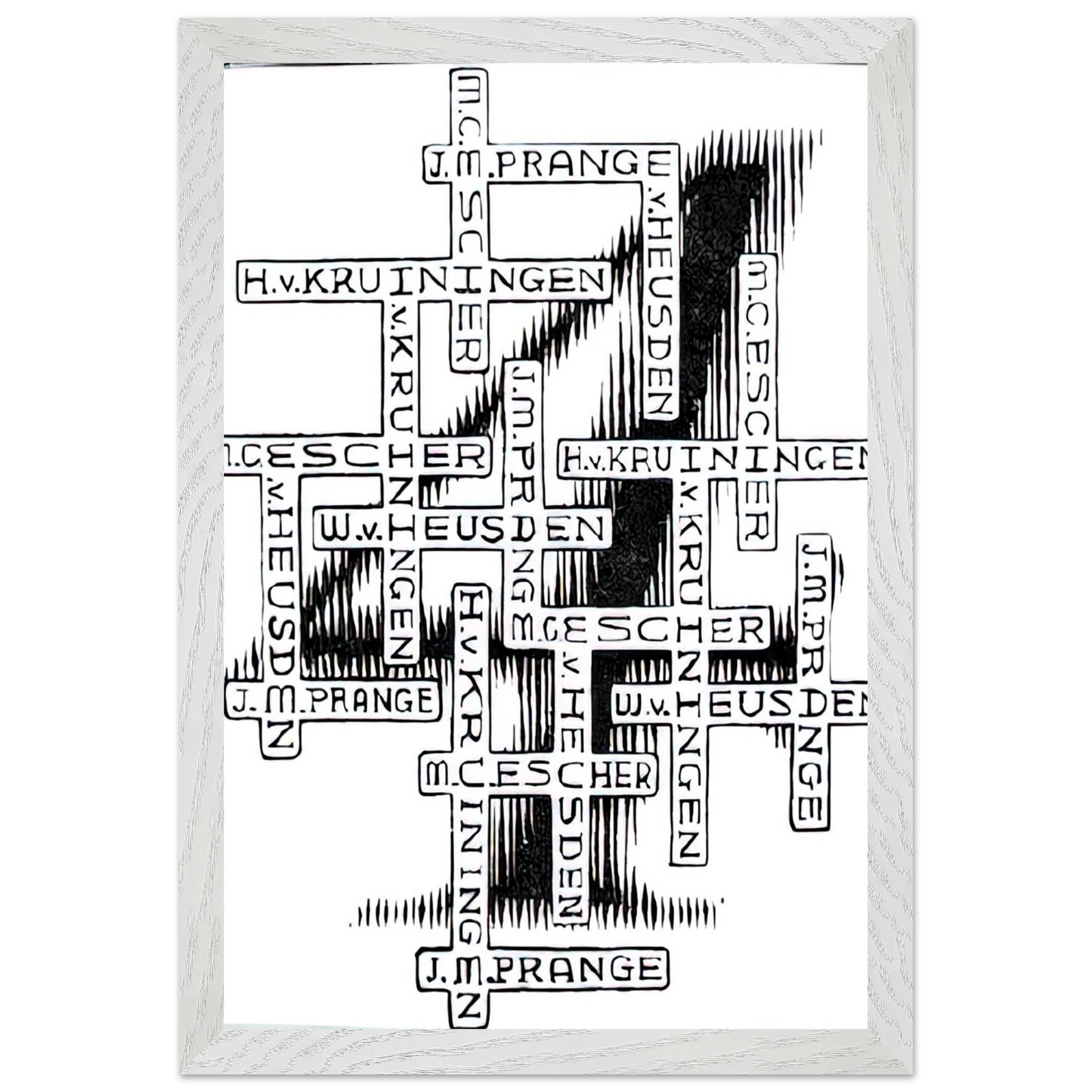 MC Escher - ESCHER (29) Wall Art - 21x29.7 cm / 8x12" - Premium Wooden Framed Poster With Fine Art Paper - Black frame