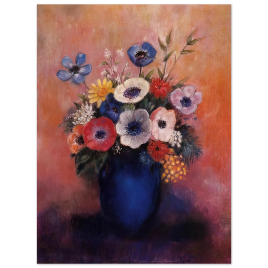 Odilon Redon - BOUQUET OF FLOWERS IN A BLUE VASE 1 Fine Art Poster - Default Title