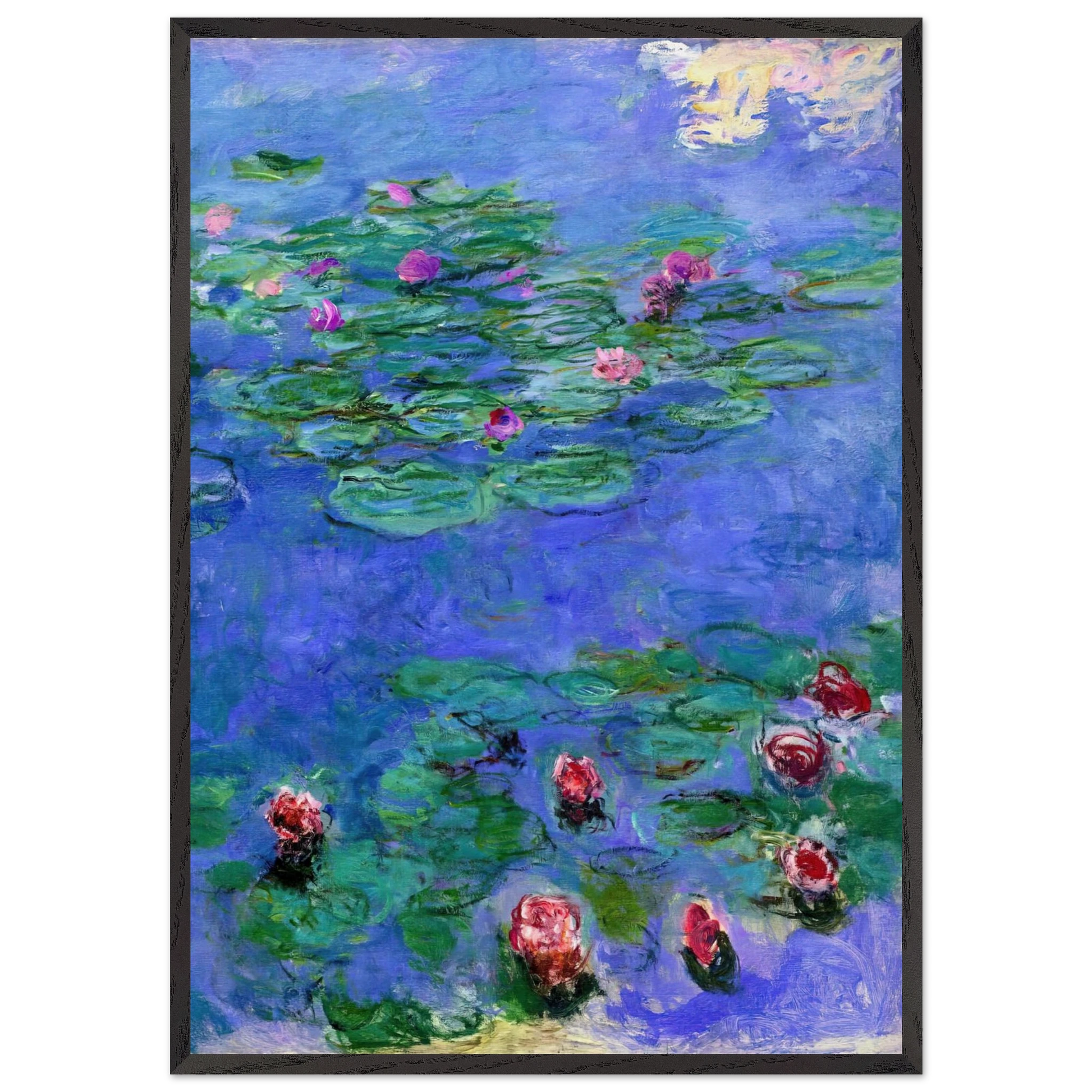 Water Lilies Red - claude monet Framed Art Print – Black Wooden Frame - Default Title - -Framed Art Print