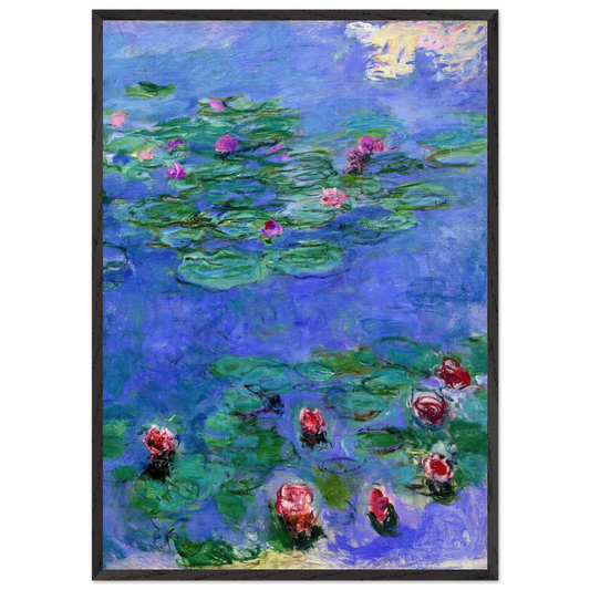 Water Lilies Red - claude monet Framed Art Print – Black Wooden Frame - Default Title - -Framed Art Print