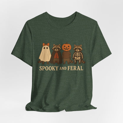 Spooky Raccoon Shirt, Funny Halloween Graphic Tee, Cute Vintage Fall T-Shirt, Trendy Womens Halloween Shirt, Feral Raccoon Tee