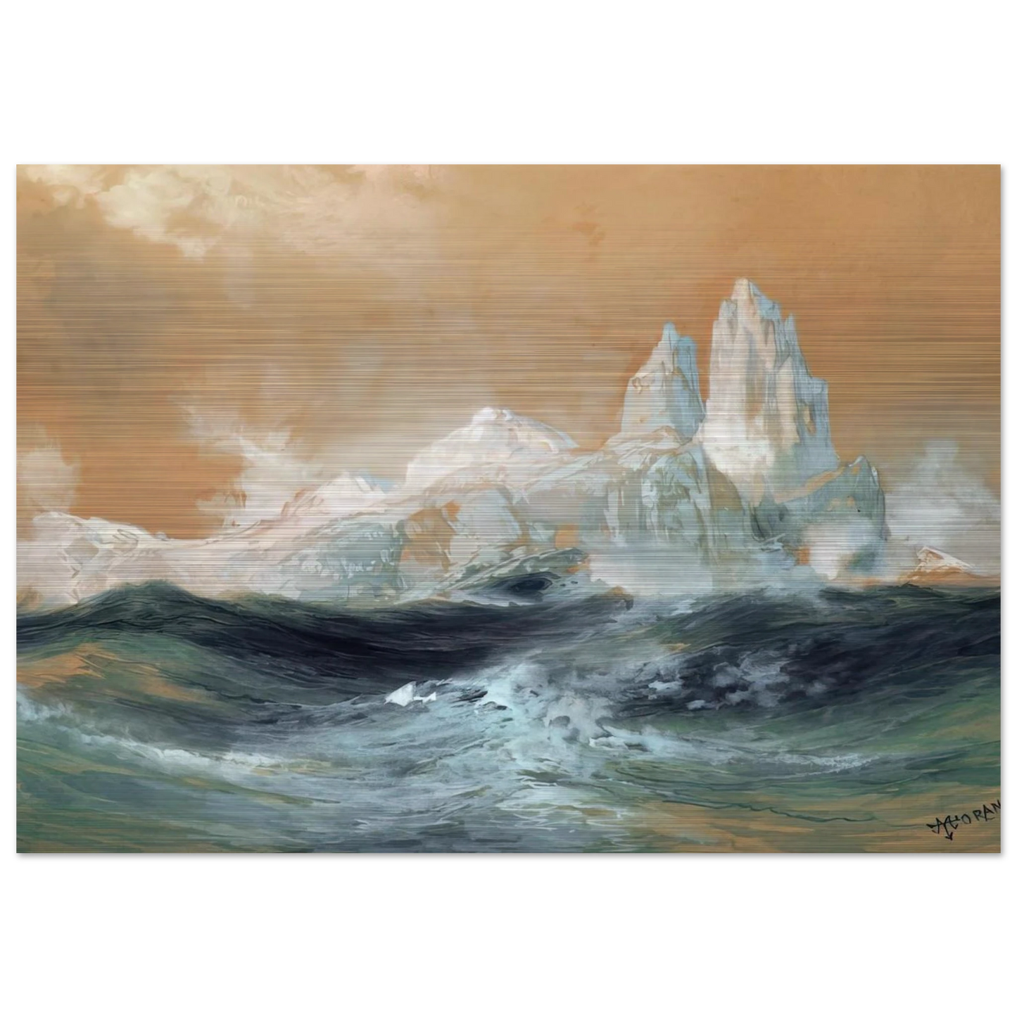 Icebergs - Thomas Moran Brushed Aluminum Print - 70x100 cm / 28x40 inches | Thomas Moran Aluminum Print | Thomas Moran Prints