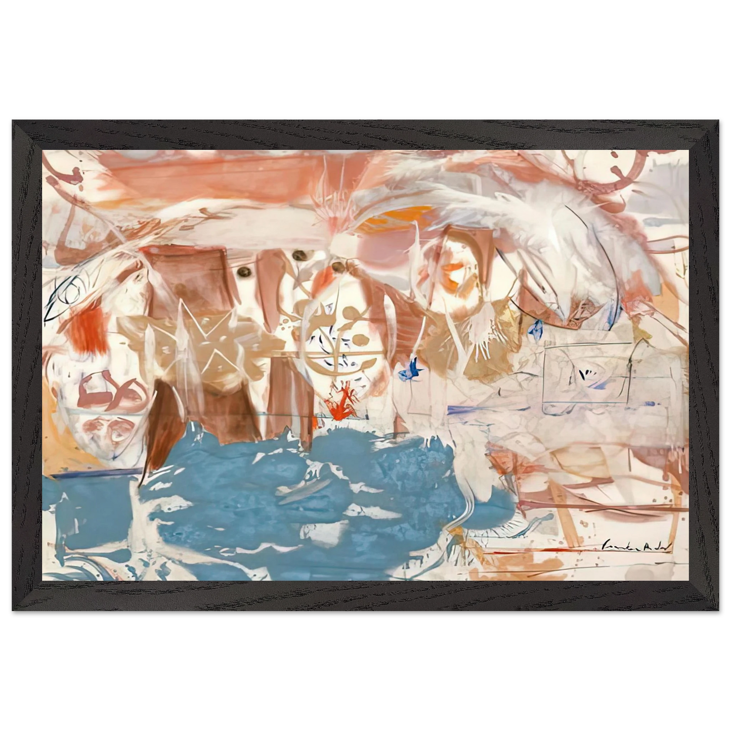 Helen Frankenthaler - Dawn After the Storm, 1957- Wall Art - 60x80 cm / 24x32 inches - Premium Wooden Framed Poster With Fine Art Paper - White frame