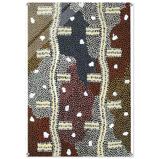 Rêve Eclair À Mont Wedge - 1994 - Clifford Possum Tjapaltjarri Acrylic Print - 70x100 cm / 28x40″ inches | Clifford Possum Tjapaltjarri Wall Art | Clifford Possum Tjapaltjarri Prints