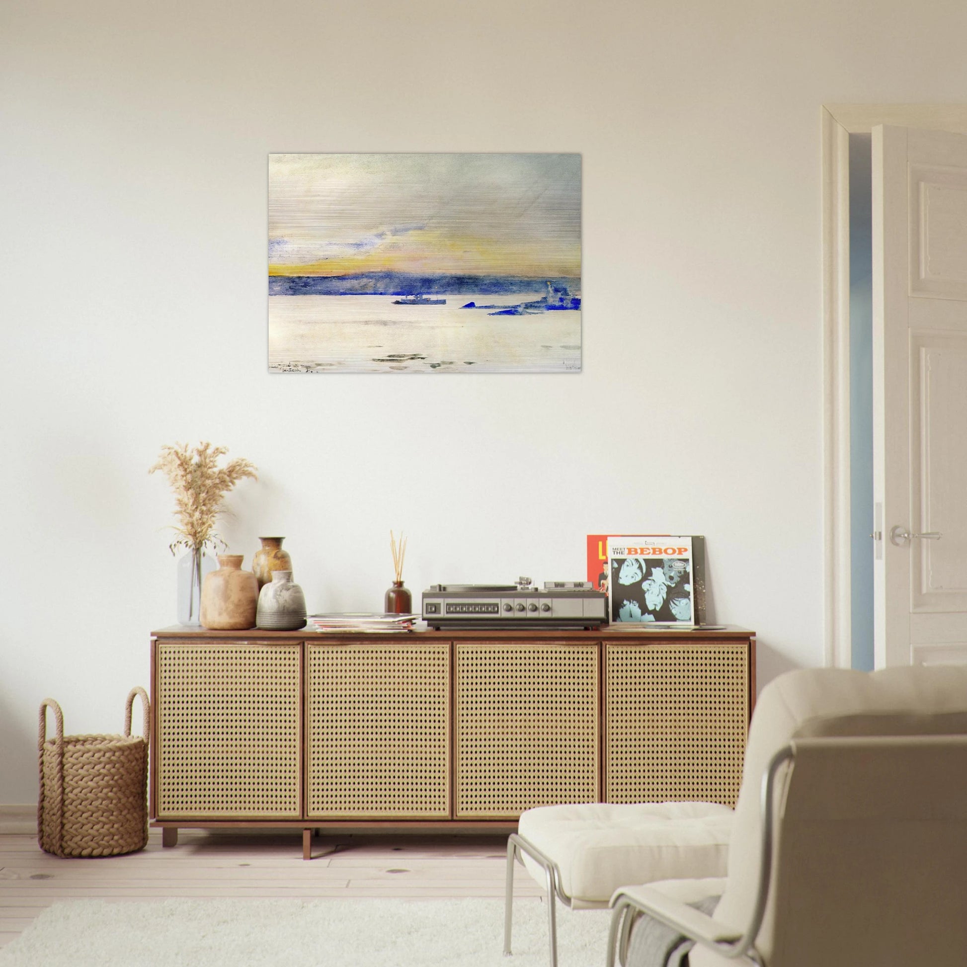 Afterglow, Gloucester Harbor aka Ten Pound Island LIght - Childe Hassam Brushed Aluminum Print - 70x100 cm / 28x40 inches | Childe Hassam Aluminum Print | Childe Hassam Prints