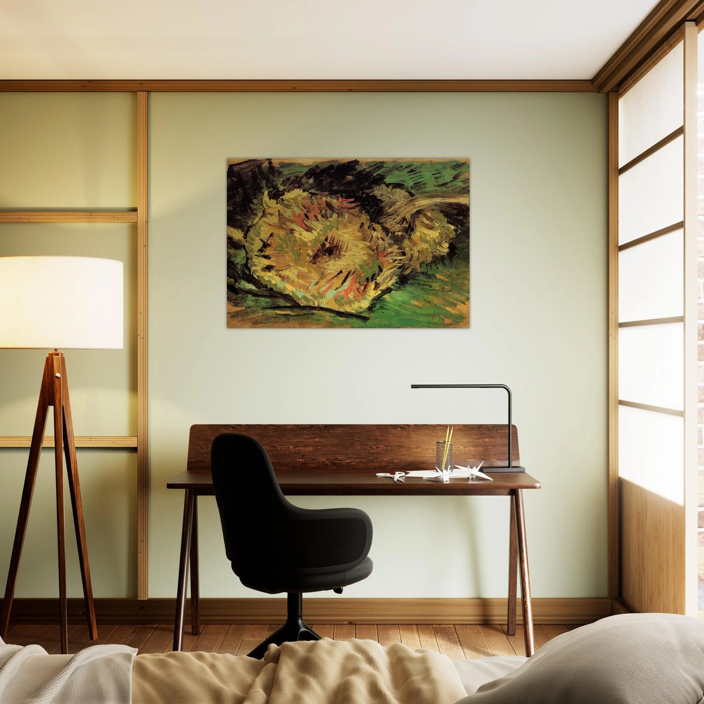 Two Cut Sunflowers - Vincent van Gogh Brushed Aluminum Print - 70x100 cm / 28x40 inches | Vincent van Gogh Aluminum Print | Vincent van Gogh Prints