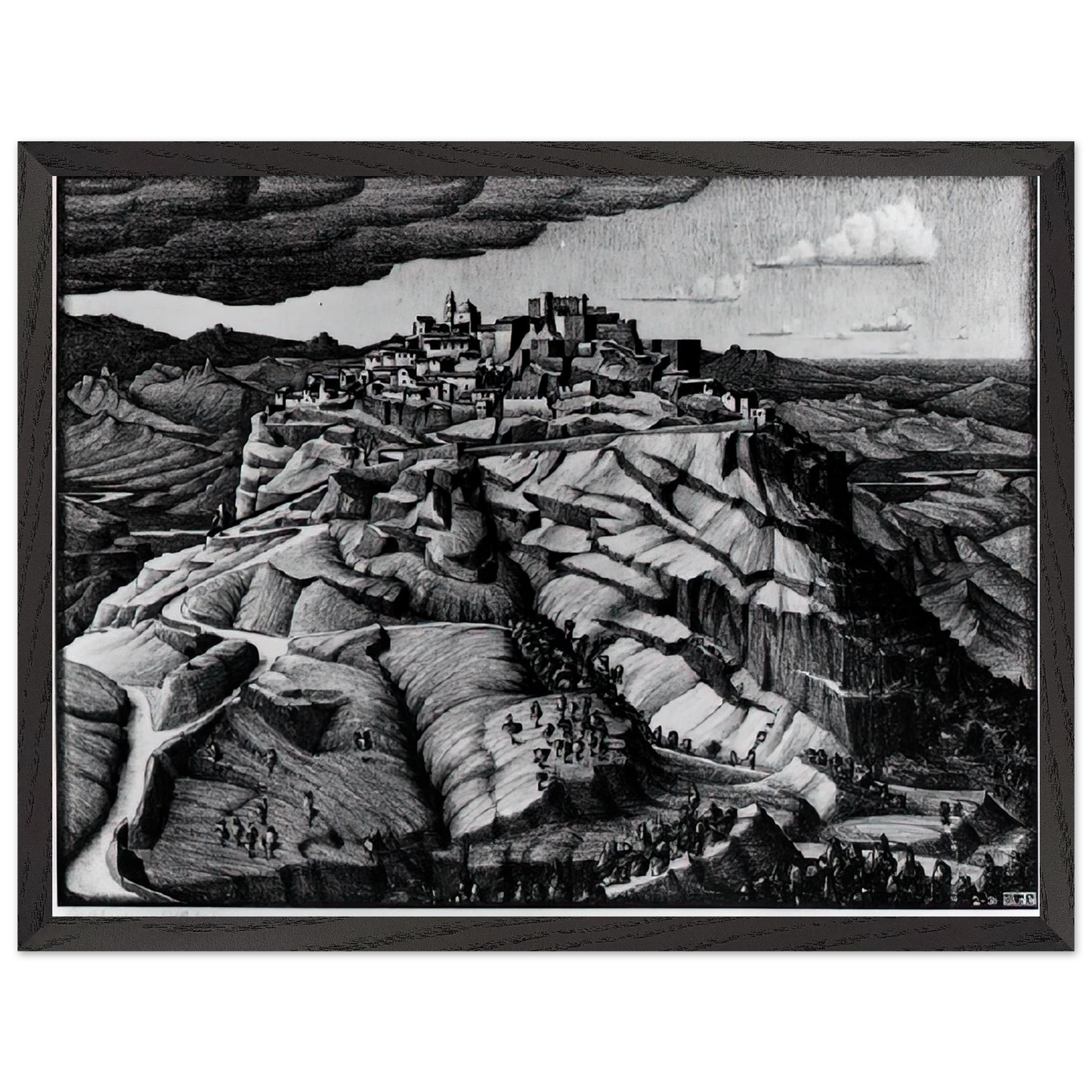MC Escher - SANTA SEVERINA CALABRIA FEBRUARY 1931 1931 Wall Art - 60x80 cm / 24x32 inches - Premium Wooden Framed Poster With Fine Art Paper - Black frame