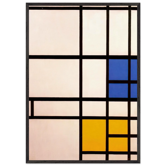Composition N 11 London with Blue Red and Yellow - Piet Mondrian 70x100 cm / 28x40 inches Framed Art Print – Black Wooden Frame