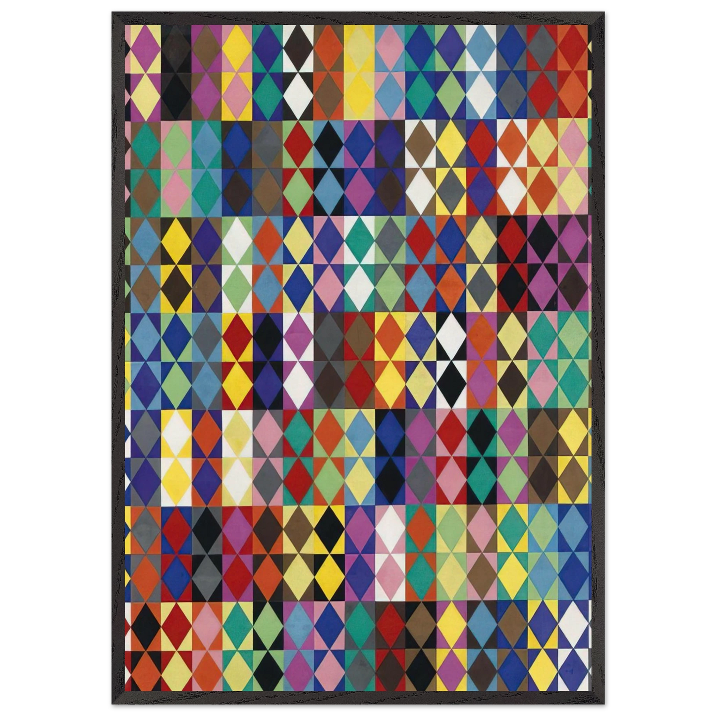 238 combinazioni cromatiche con 16 colori moltiplicati fra loro - 1969 - Dadamaino 70x100 cm / 28x40 inches Framed Art Print – Black Wooden Frame