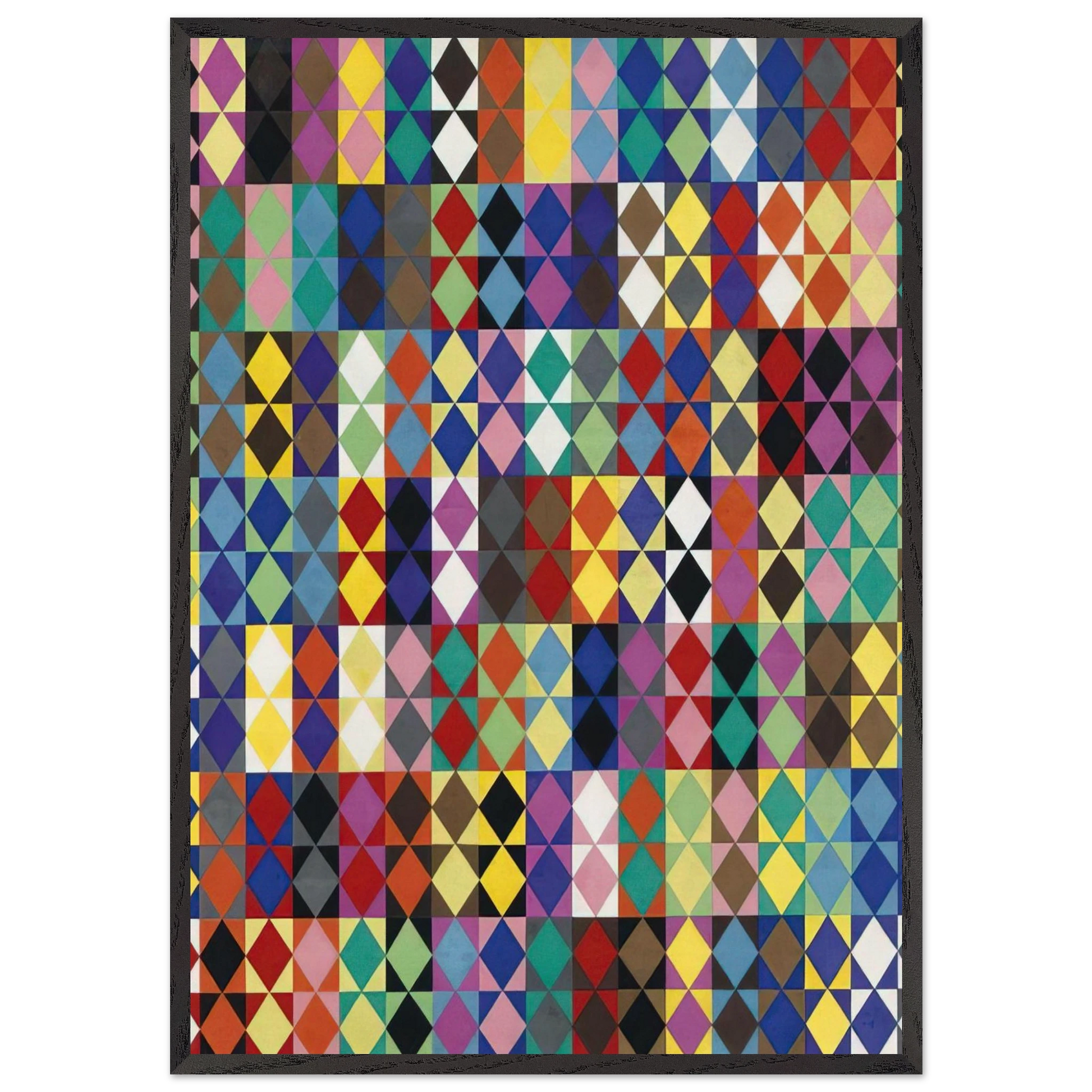 238 combinazioni cromatiche con 16 colori moltiplicati fra loro - 1969 - Dadamaino 70x100 cm / 28x40 inches Framed Art Print – Black Wooden Frame