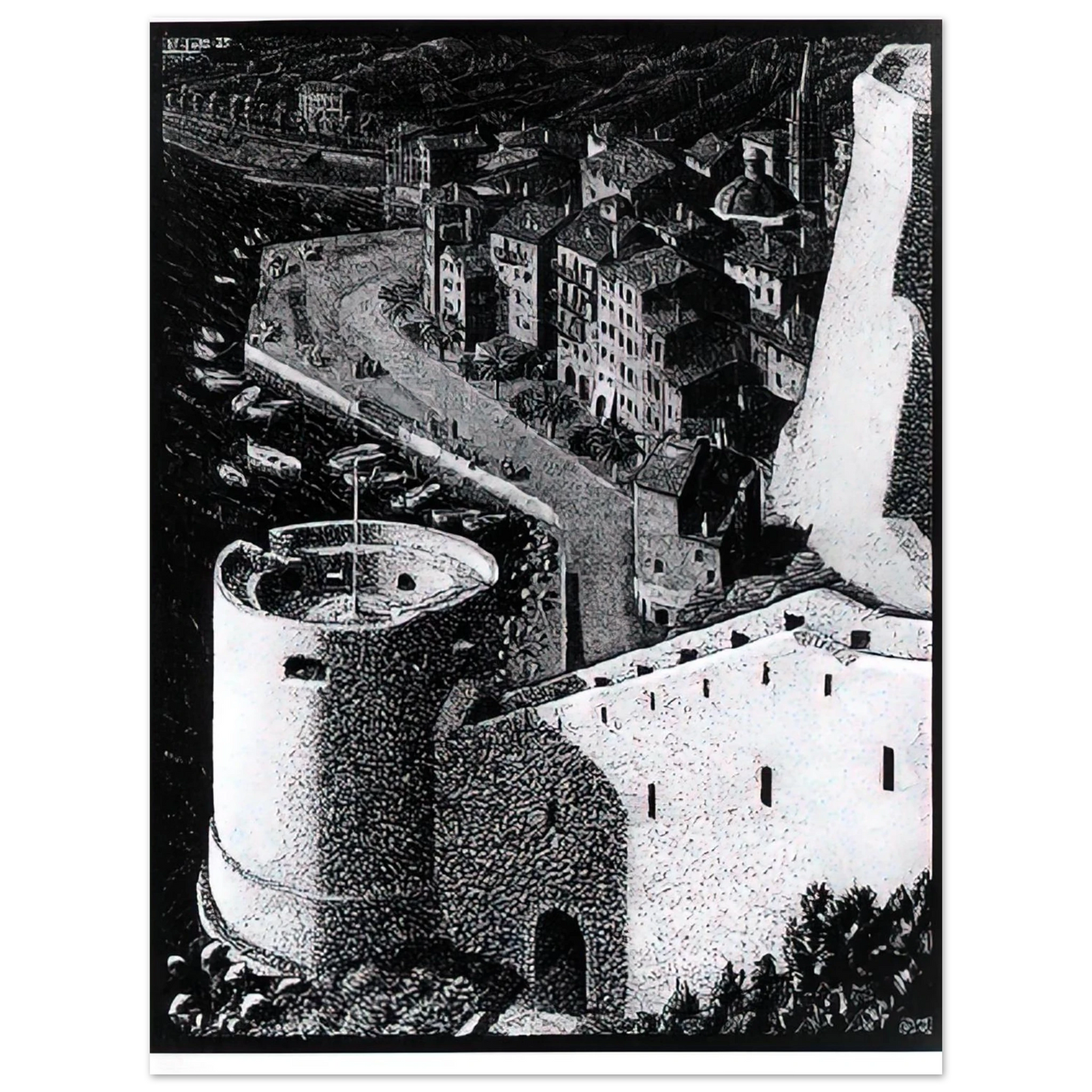 MC Escher - ESCHER (23) Wall Art - 60x80 cm / 24x32 inches - Premium Wooden Framed Poster With Fine Art Paper - Black frame
