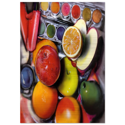 ENERGY APPLES 1980 - Audrey Flack Brushed Aluminum Print - 70x100 cm / 28x40 inches | Audrey Flack Aluminum Print | Audrey Flack Prints