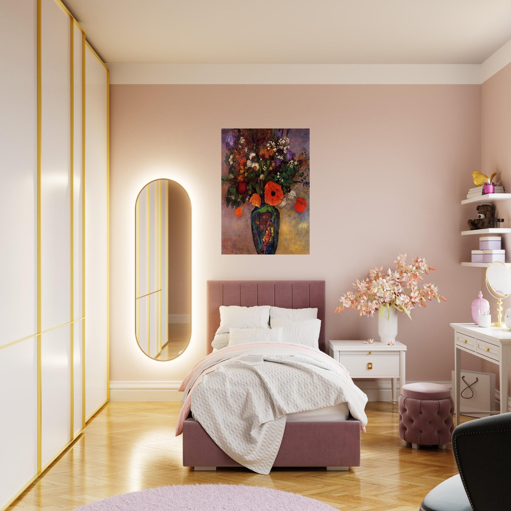 VASE DE FLEURS - Odilon Redon Brushed Aluminum Print - 70x100 cm / 28x40 inches | Odilon Redon Aluminum Print | Odilon Redon Prints